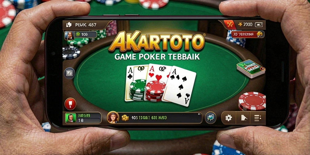 Menampilkan gameplay seru dari permainan Poker di AKARTOTO.